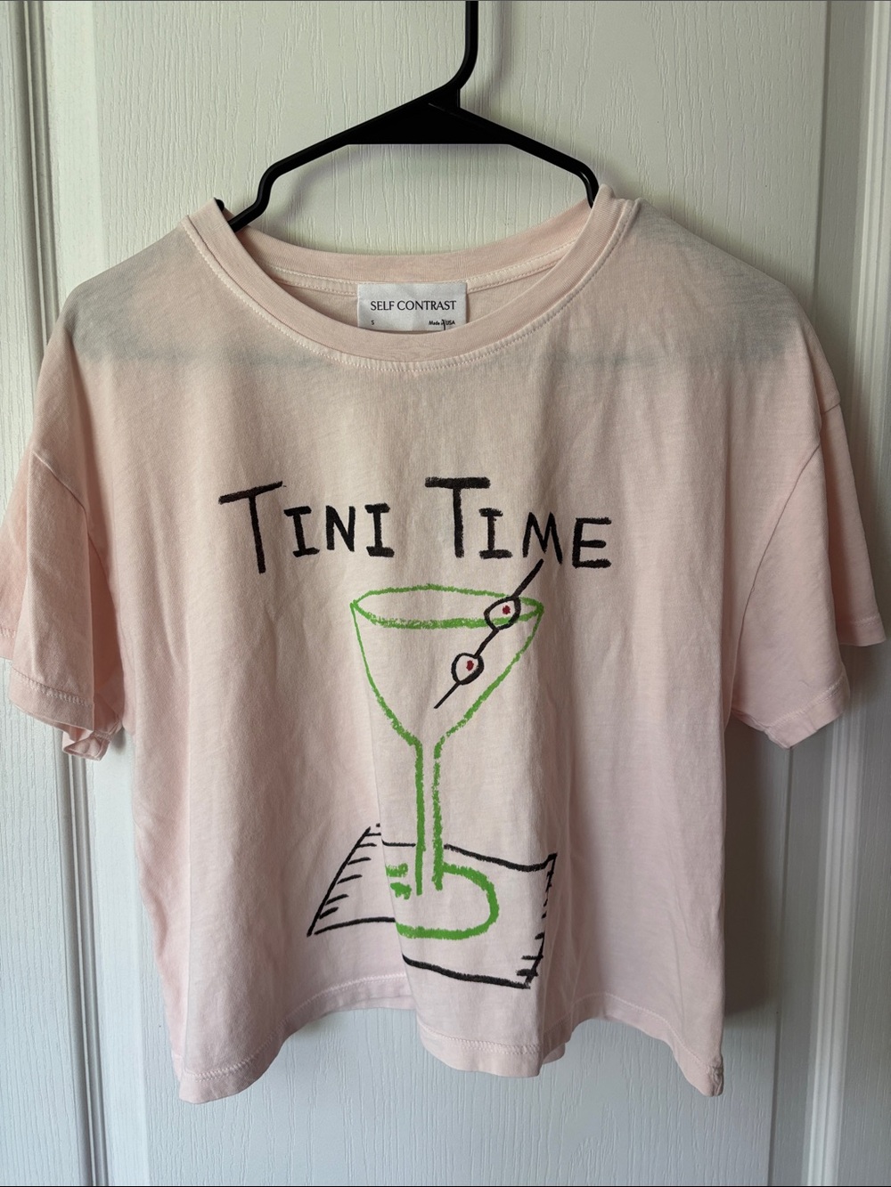 Self Contrast Tini Time Pink Graphic Cropped Tee